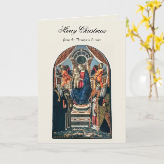 ヴィンテージ宗教クリスマス出生クリスチャン カード (黄色い花)