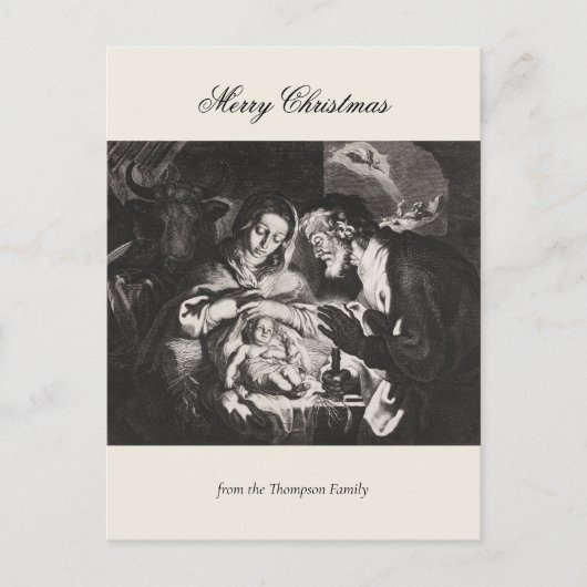 ヴィンテージ宗教クリスマス出生クリスチャン シーズンポストカード (正面)