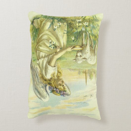 ヴィンテージ宗教ビクトリアン復活祭天使と子羊 アクセントクッション (裏面(縦))