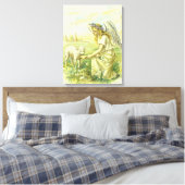 ヴィンテージ宗教ビクトリアン復活祭天使と子羊 キャンバスプリント (インサイチュ (寝室))