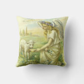 ヴィンテージ宗教ビクトリアン復活祭天使と子羊 クッション (裏面)