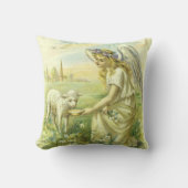 ヴィンテージ宗教ビクトリアン復活祭天使と子羊 クッション (正面)