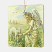 ヴィンテージ宗教ビクトリアン復活祭天使と子羊 セラミックオーナメント (左)