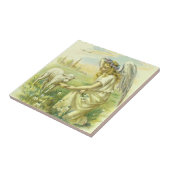 ヴィンテージ宗教ビクトリアン復活祭天使と子羊 タイル (側面)