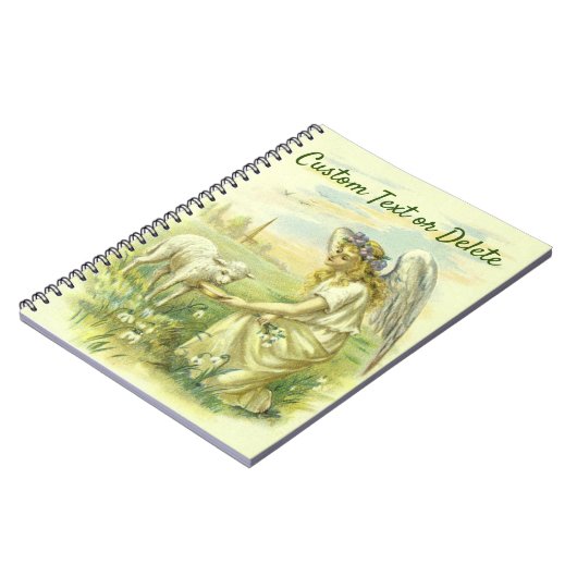 ヴィンテージ宗教ビクトリアン復活祭天使と子羊 ノートブック (左側)