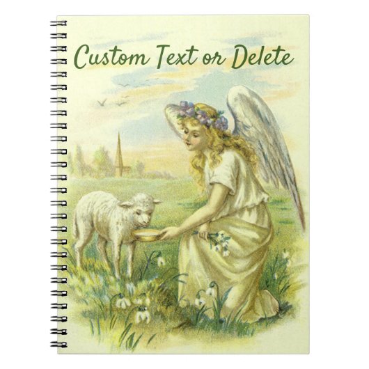 ヴィンテージ宗教ビクトリアン復活祭天使と子羊 ノートブック (正面)