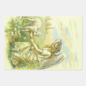 ヴィンテージ宗教ビクトリアン復活祭天使と子羊 ラッピングペーパーシート (正面)