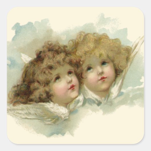 ヴィンテージ宗教ビクトリアン、天使たち スクエアシール (正面)