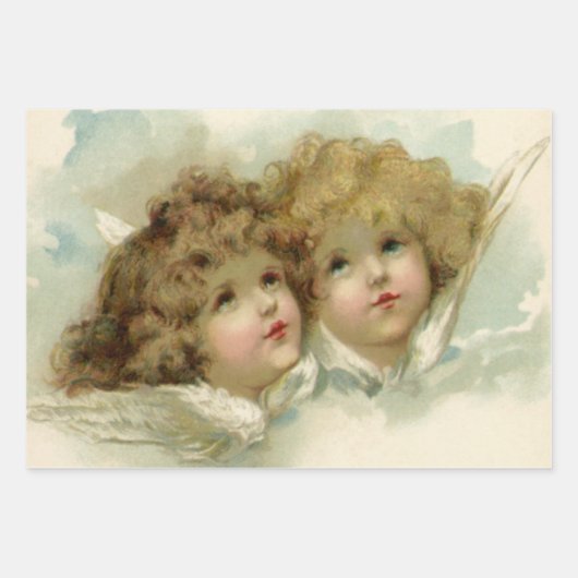 ヴィンテージ宗教ビクトリアン、天使たち ラッピングペーパーシート (正面3)