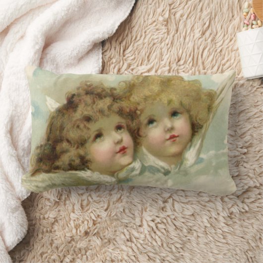 ヴィンテージ宗教ビクトリアン、天使たち ランバークッション (ブランケット)