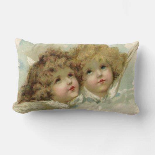 ヴィンテージ宗教ビクトリアン、天使たち ランバークッション (正面)