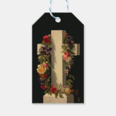 ヴィンテージ宗教フローラ十字架復活祭 ギフトタグ (正面)