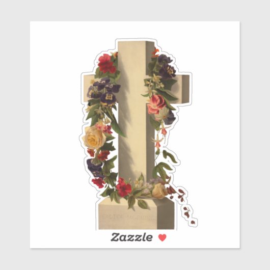 ヴィンテージ宗教フローラ十字架復活祭 シール (シート)