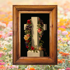 ヴィンテージ宗教フローラ十字架復活祭 ポスター