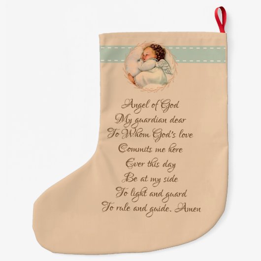 ヴィンテージ宗教ベビーエンジェルスリーピング ラージクリスマスストッキング (裏面)