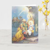 ヴィンテージ宗教ポーランドのクリスマスカード カード (黄色い花)