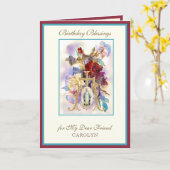 ヴィンテージ宗教マリア像 ローズ フレンド カード (黄色い花)