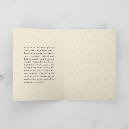 ヴィンテージ宗教ヴァージンメアリメモリ祈りの言葉 カード (内部)