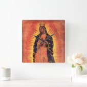 ヴィンテージ宗教ヴァージンメアリーグアダルーペの我々の女性 スクエア壁時計 (ホーム)