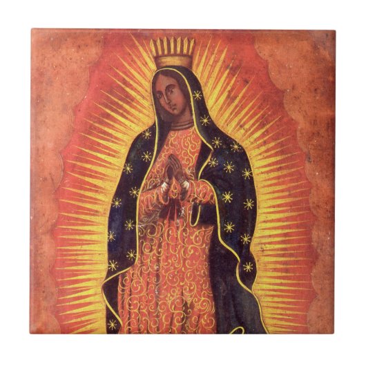 ヴィンテージ宗教ヴァージンメアリーグアダルーペの我々の女性 タイル (正面)