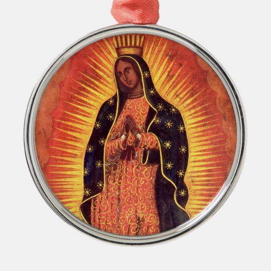 ヴィンテージ宗教ヴァージンメアリーグアダルーペの我々の女性 メタルオーナメント (正面)