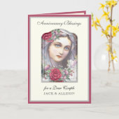 ヴィンテージ宗教ヴァージンメアリーバラ記念日 カード (黄色い花)