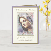 ヴィンテージ宗教ヴァージンメアリーバラ記念日 カード (黄色い花)