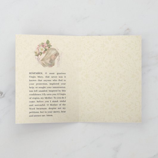 ヴィンテージ宗教ヴァージンメアリーメモリ祈りの言葉カード カード (内部)