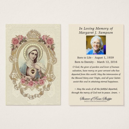 ヴィンテージ宗教ヴァージンメアリ葬儀カトリック (正面&裏面)