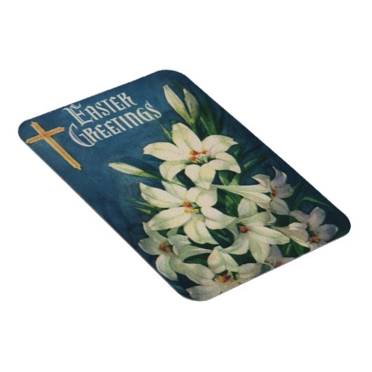 ヴィンテージ宗教復活祭の挨拶、リリーフラワーズ マグネット (右側)