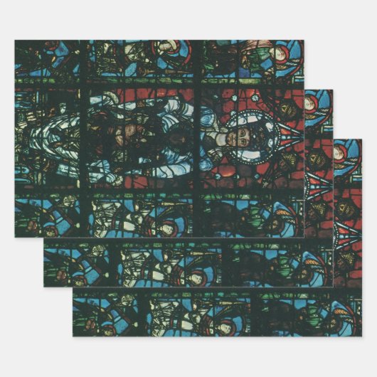 ヴィンテージ宗教教会ステンドグラス窓 ラッピングペーパーシート (セット)