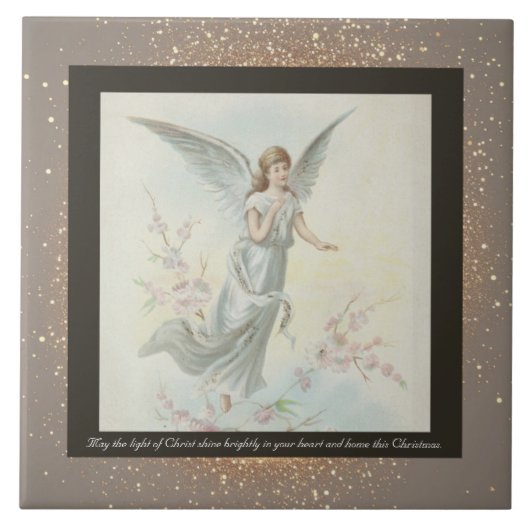 ヴィンテージ宗教的なクリスマスセラミックタイル+願い タイル (正面)