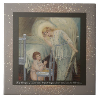 ヴィンテージ宗教的なクリスマスセラミックタイル+願い タイル