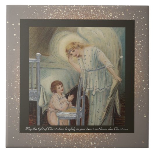 ヴィンテージ宗教的なクリスマスセラミックタイル+願い タイル (正面)