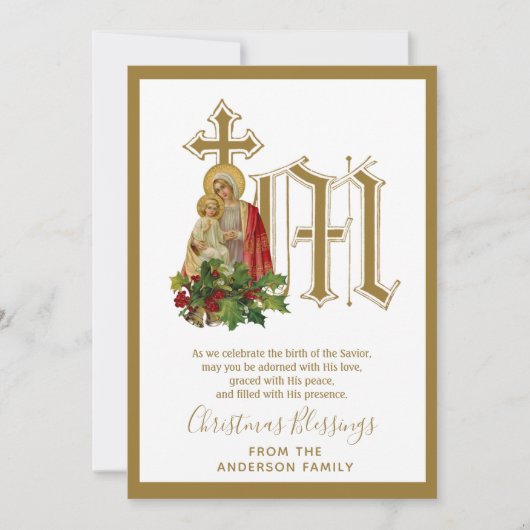 ヴィンテージ宗教的なクリスマスヴァージンメアリーイエス シーズンカード (正面)