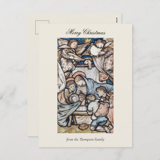 ヴィンテージ宗教的なクリスマス出生キリスト教の喜び シーズンポストカード (正面/裏面)