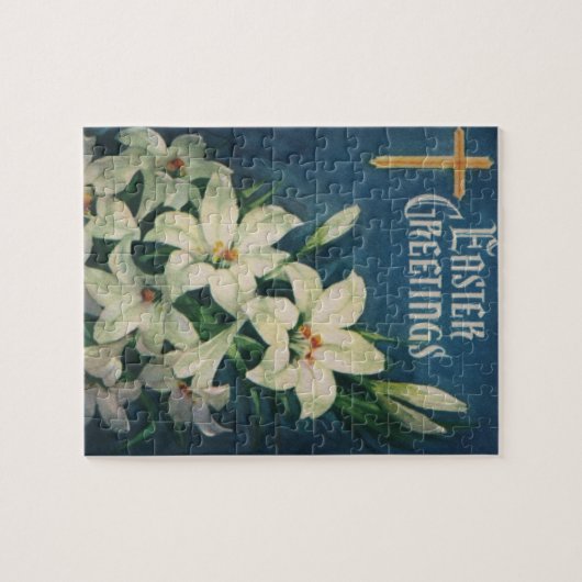 ヴィンテージ宗教的な復活祭の挨拶、ユリの花 ジグソーパズル (横)