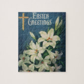 ヴィンテージ宗教的な復活祭の挨拶、ユリの花 ジグソーパズル (縦)