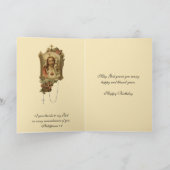 ヴィンテージ宗教的な聖なるハートイエス誕生日 カード (内部)