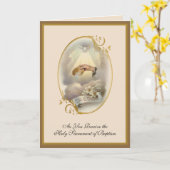 ヴィンテージ宗教的な聖餐式バプテスマ大人またはベビー カード (黄色い花)