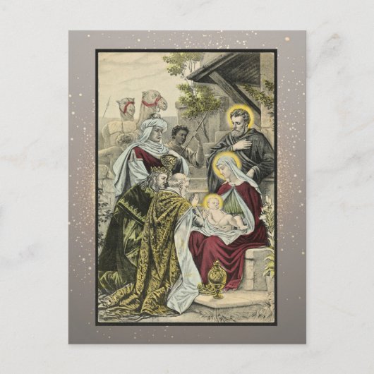 ヴィンテージ宗教的クリスマスカード ポストカード (正面)