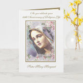 ヴィンテージ宗教的ヴァージンメリーアニバーサリーヌン カード (黄色い花)