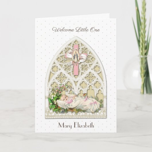 ヴィンテージ宗教的新生児ガールヴァージンメアリー カード (正面)