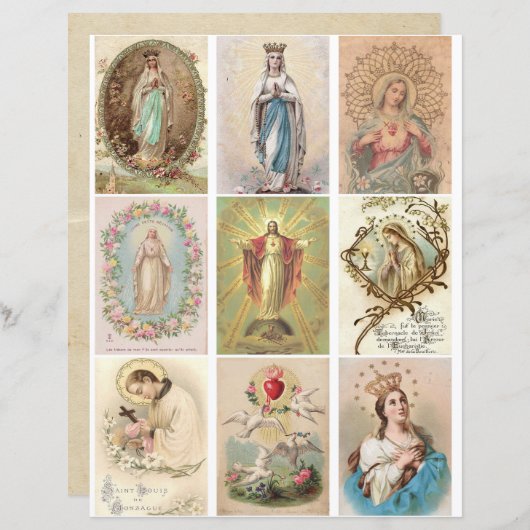 ヴィンテージ宗教的祈りの言葉カードクリップアート (正面/裏面)