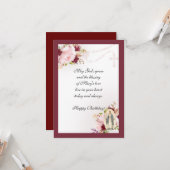 ヴィンテージ宗教的誕生日聖母マリア聖ロザリオ カード (正面/裏面インサイチュ)