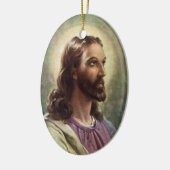 ヴィンテージ宗教的、ハローとイエスキリストポートレート セラミックオーナメント (左)