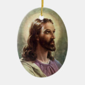 ヴィンテージ宗教的、ハローとイエスキリストポートレート セラミックオーナメント (正面)