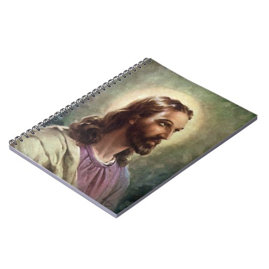 ヴィンテージ宗教的、ハローとイエスキリストポートレート ノートブック (左側)