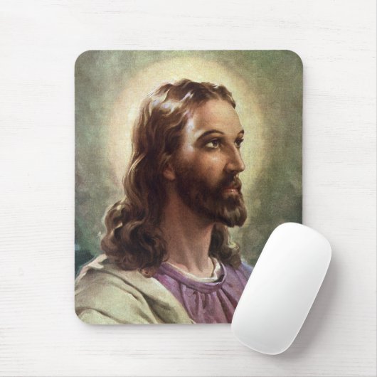 ヴィンテージ宗教的、ハローとイエスキリストポートレート マウスパッド (マウス)