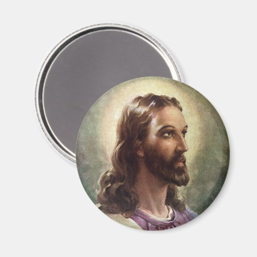 ヴィンテージ宗教的、ハローとイエスキリストポートレート マグネット (正面/裏面)